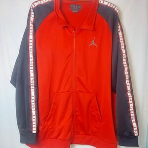Jordan Air Est. 1985 Mens 3XL Full Zip Track Jacket‎ Athletic Warm Up Red Black